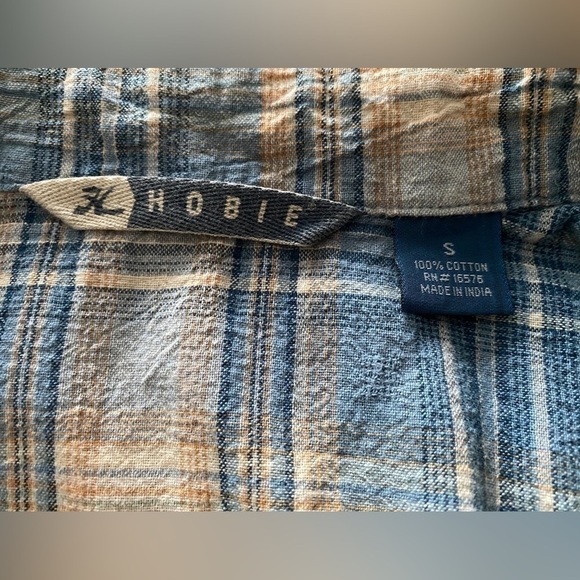 Hobie Surf Plaid Light Blue & Tan Short Sleeve Collared Shirt Men S Small - Picture 5 of 6